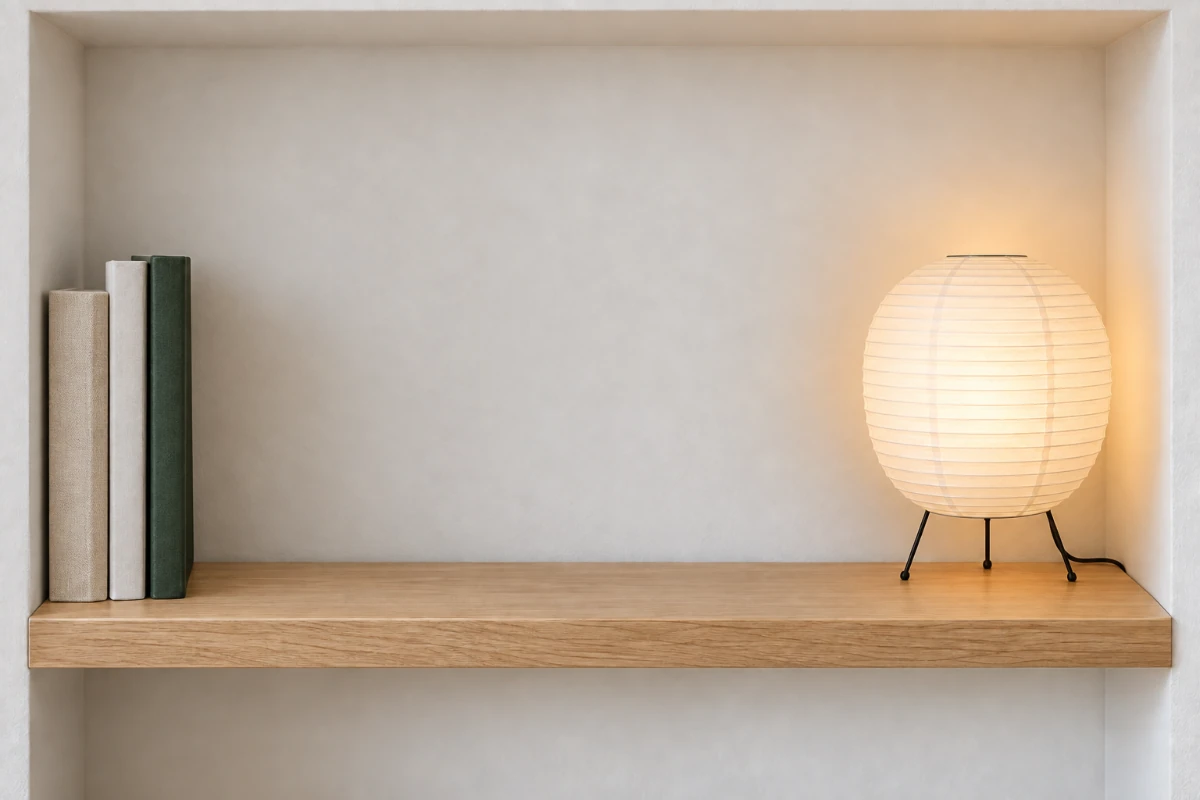 Illustrative layout with the lamp moved right and three books moved left