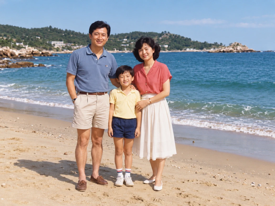 PicOnTap result: the seaside photo with gentle color and scratch repair