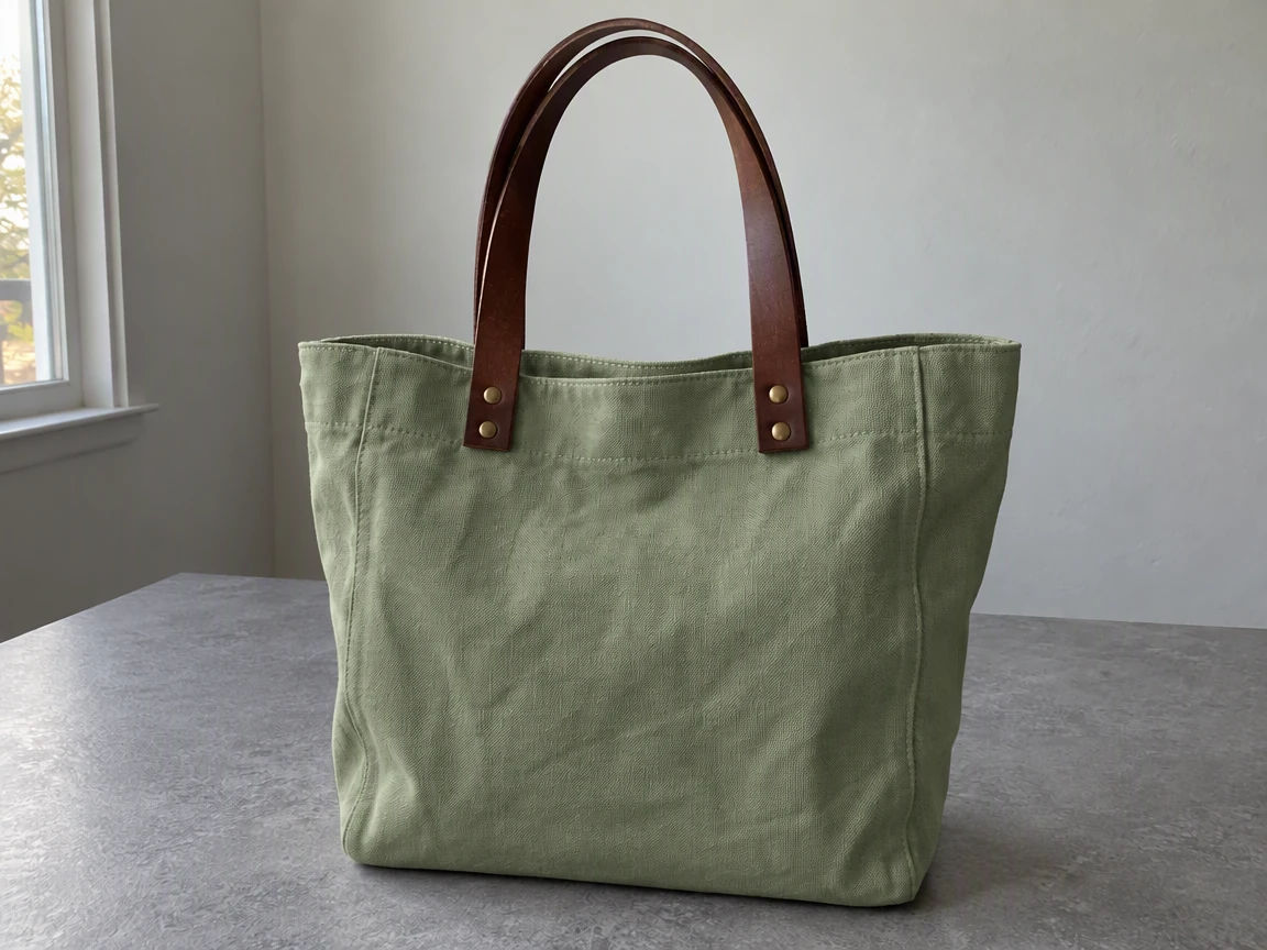 PicOnTap result: the canvas tote recolored sage green