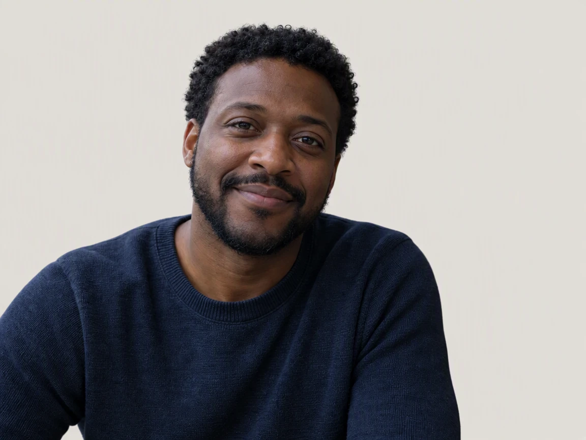 PicOnTap result: the same man in front of a plain light gray background